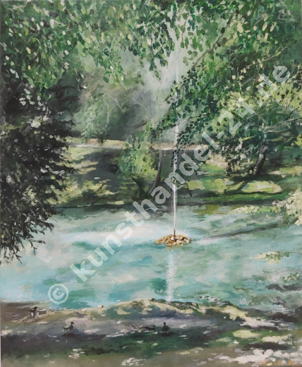 Fontäne im Park  - Arcyl auf Leinwand (60 x 70 cm)