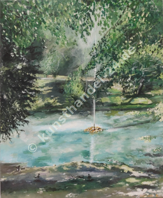 Fontäne im Park  - Arcyl auf Leinwand (60 x 70 cm)